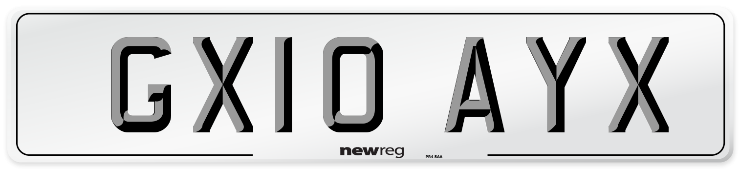 GX10 AYX Number Plate from New Reg